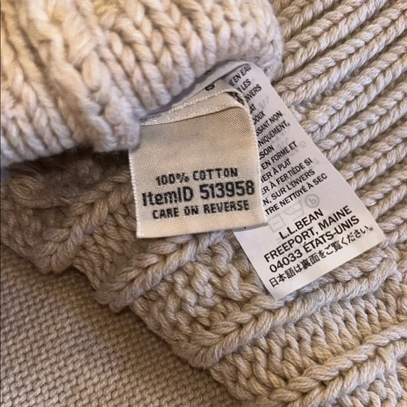 L.L. Bean Beige Double L® Mixed-Cable Sweater, Funnelneck - Picture 6 of 7